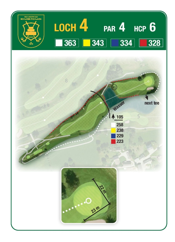 Grafik: Loch 4 am Golf & Country Club Schloss Pichlarn