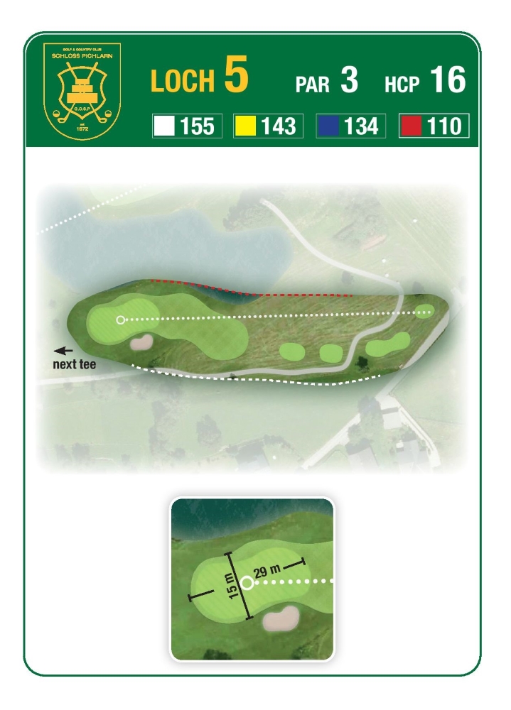 Grafik: Loch 5 am Golf & Country Club Schloss Pichlarn