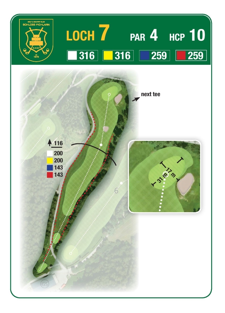 Grafik: Loch 7 am Golf & Country Club Schloss Pichlarn