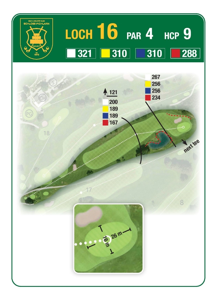 Grafik: Loch 16 am Golf & Country Club Schloss Pichlarn
