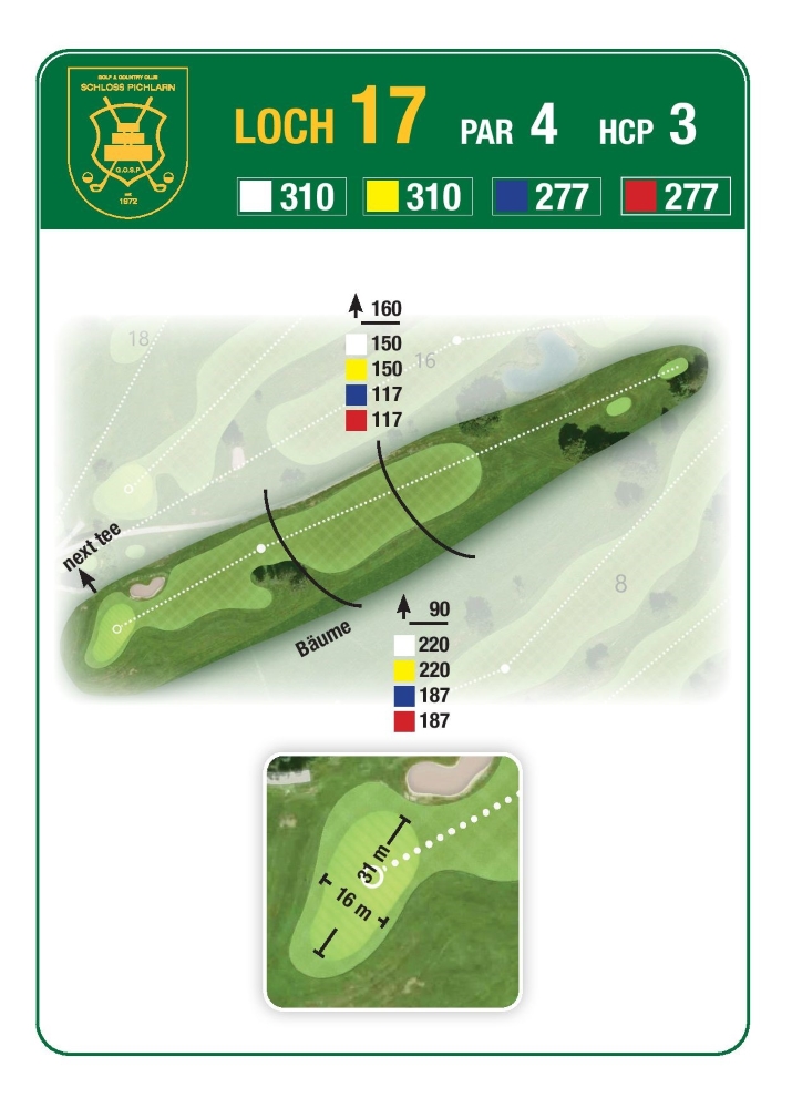 Grafik: Loch 17 am Golf & Country Club Schloss Pichlarn